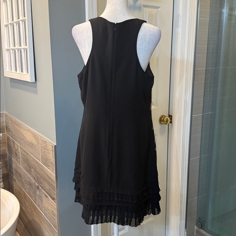Ted Baker 100% Silk Ruffled Hem Sequined Beaded Tank Mini Dress size 4 US Medium - Picture 6 of 12
